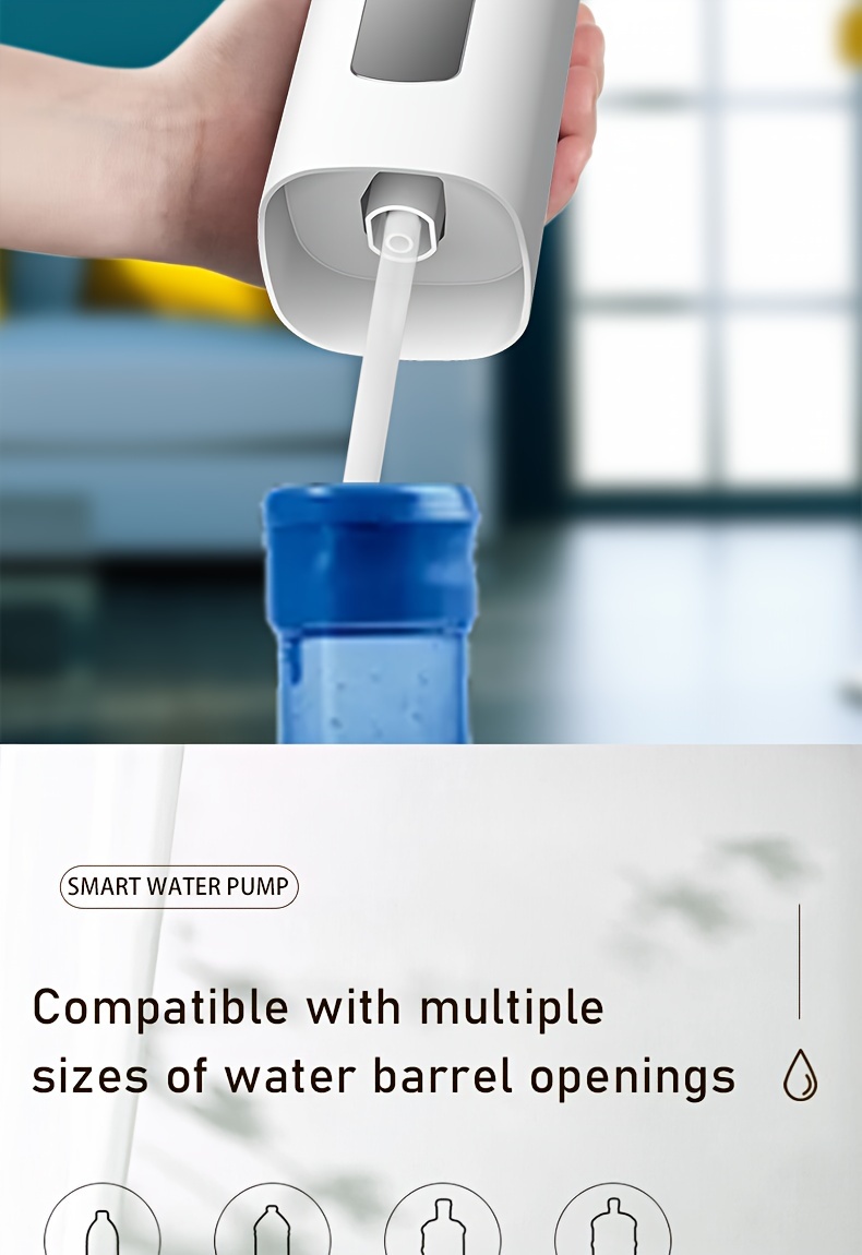 Water Dispenser Pump for 5-Gallon Bottles - Features Digital Display, Type-C USB Charging, Portable Electric Pump, Automatic Folding, And Both Quantitative And Continuous Modes