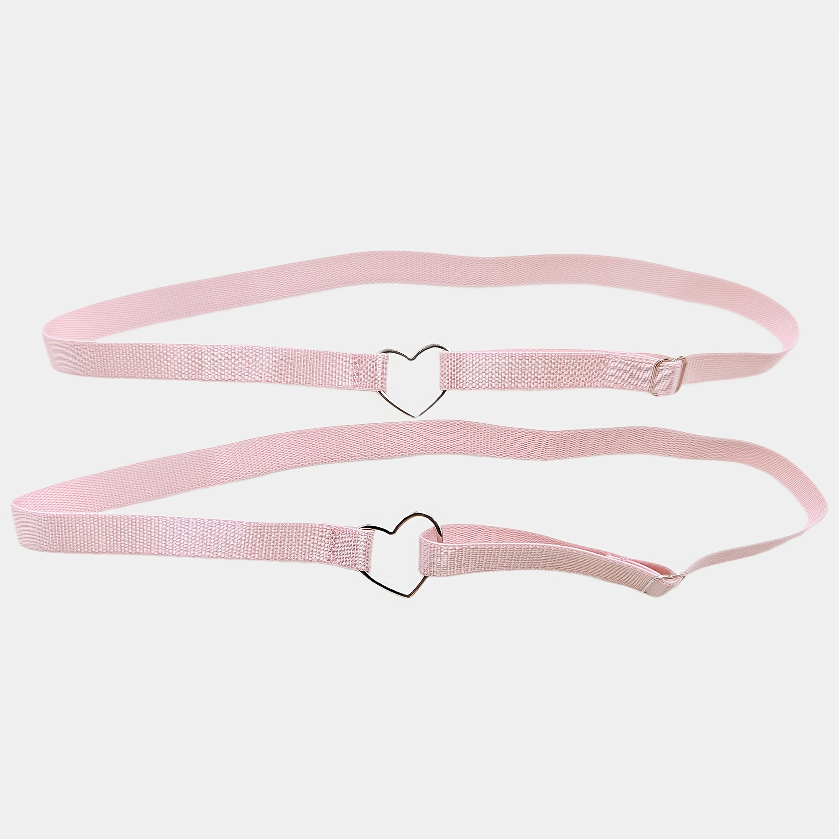 2 Adjustable Punk-style Pink Heart Elastic Garters - Suitable For Parties And Weddings