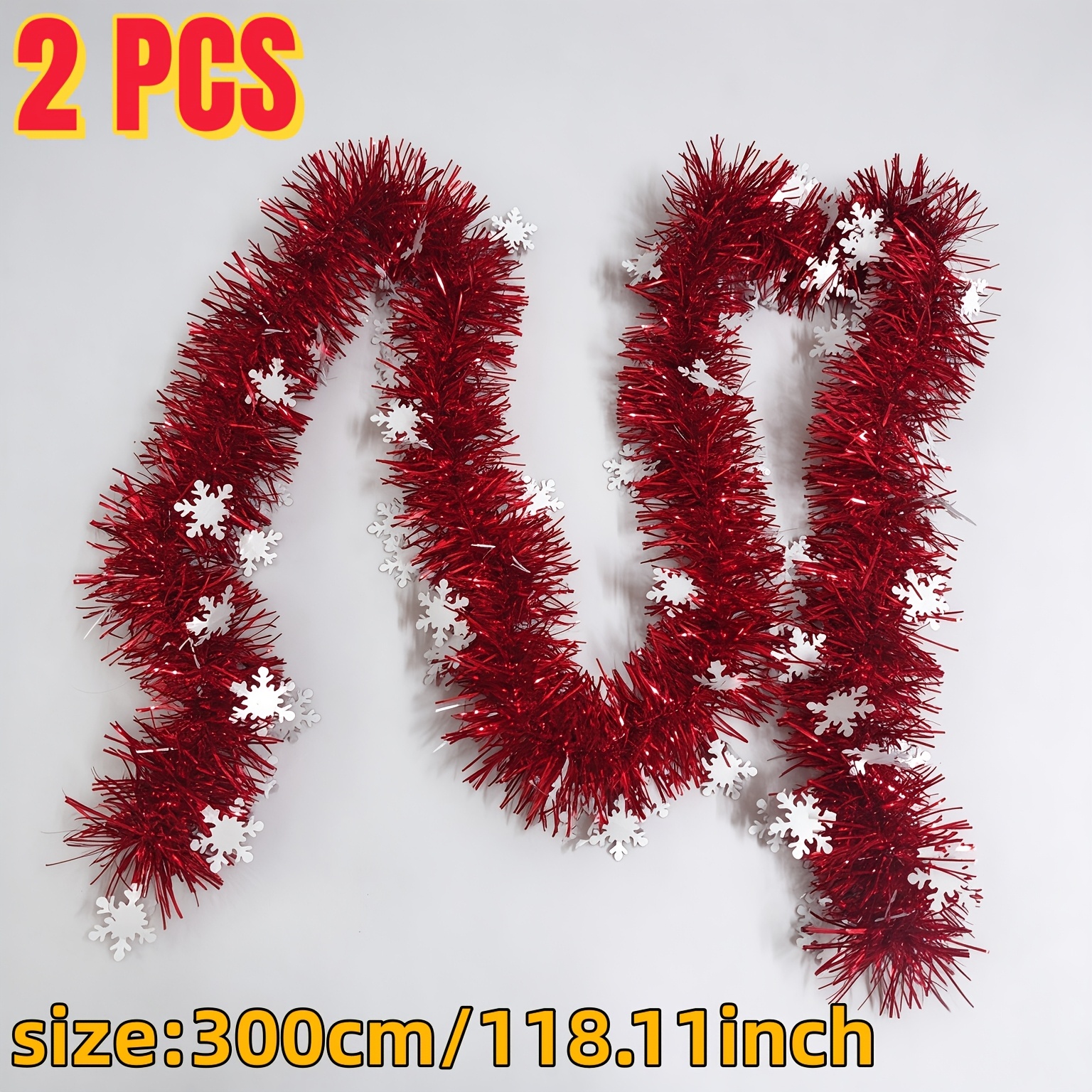 TEMU 6 metros = 2 piezas de de con rojos navideños, con decoraciones de lámina metálica que se pueden doblar y dar forma se desee. Adecuado para como