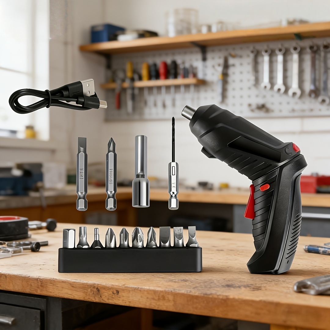 TEMU 2026 New Cordless Electric Screwdriver With Rechargeable Battery & Lithium- Mini Drill - Cordless Lithium Drill Suitable For Diy, Battery-