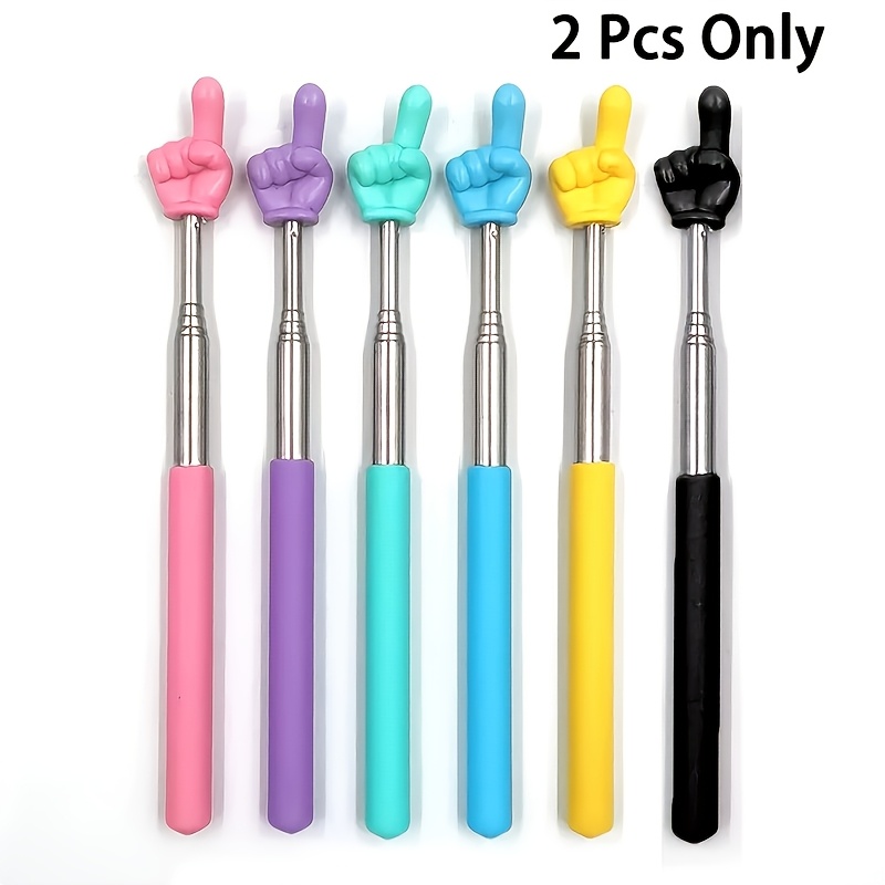 TEMU Pack Of 2 Retractable Teacher Pointers, Retractable Finger Pointer Sticks, Mini Retractable Classroom Pointers. Suitable For And Schools,