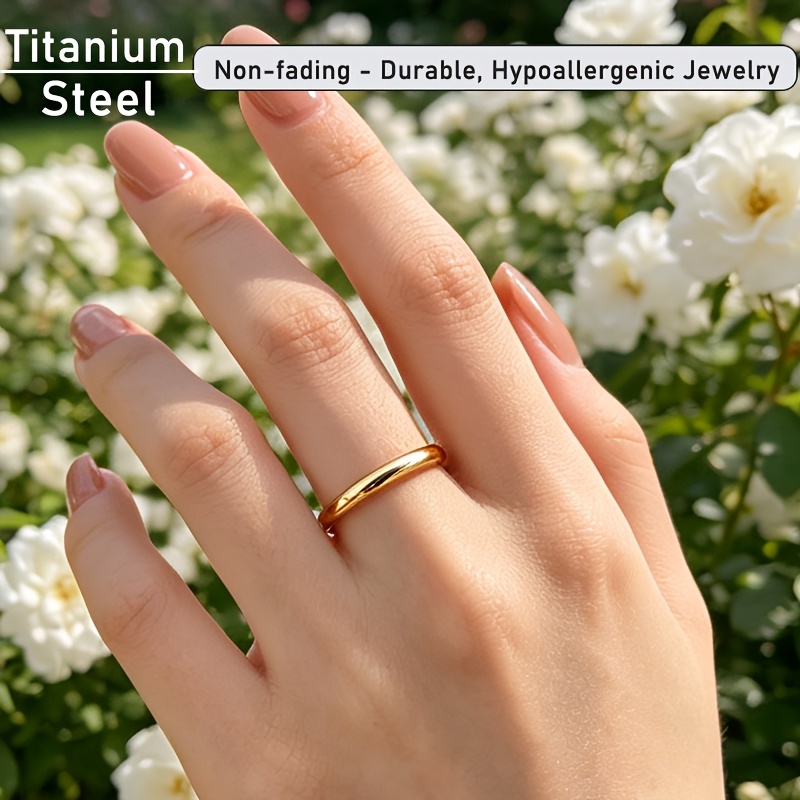 Women's Slim Titanium Steel Ring, Minimalist Style