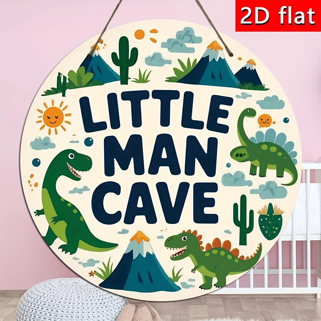 TEMU 2d Flat, A Wooden Dinosaur Wall Art, Suitable For Male Cave-style Signs, With Triceratops Logo Tags, Suitable For Game Rooms, Easy-to-install