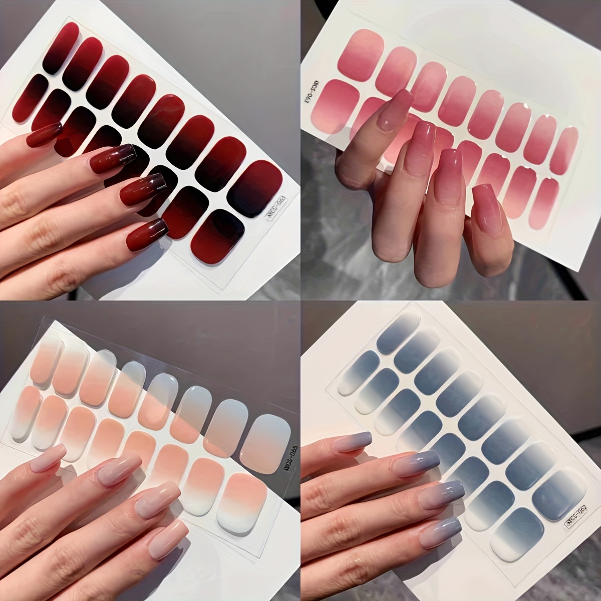 

16pcs -on Set - In Length To Red , , - & Stickers - To Apply Manicure Decor, No Uv