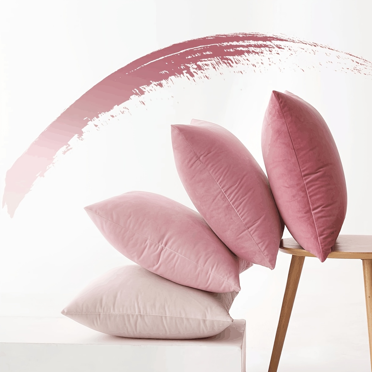 TEMU 4pcs Set, Festival Party Decoration, High-quality Velvet Super Soft Gradient Solid Color Decoration, Square Pillowcase And Cushion Cover,