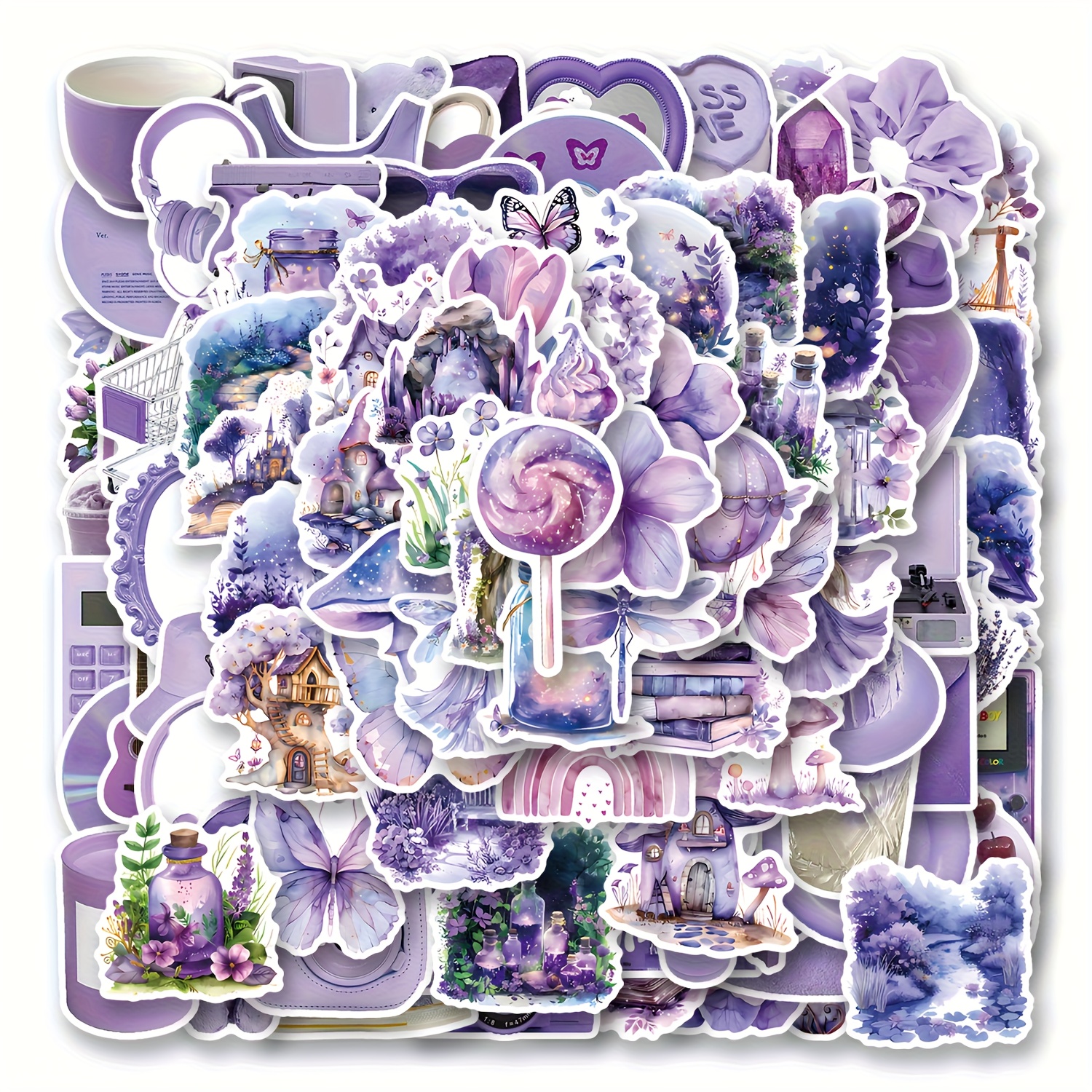 TEMU 100pcs Purple Princess Read Cartoon Graffiti Stickers | Aesthetics Stickers For Water Bottle, Skateboard, Journaling, Scrapbooking, Self-adhesive, Single Use