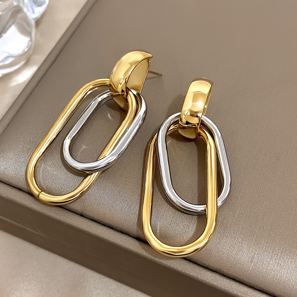 E-shop Edelstahl Mode-Chic Gold-Silber Geometrische Tropfenohrringe für Damen und Herren – Party & Schmuck