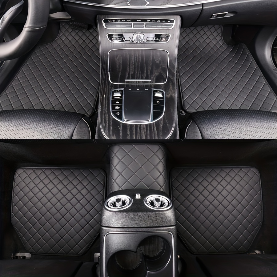 TEMU 5pcs Car Floor Mats, Universal Front & Rear Seats Floor Mats, Leather Car Interior Accessories