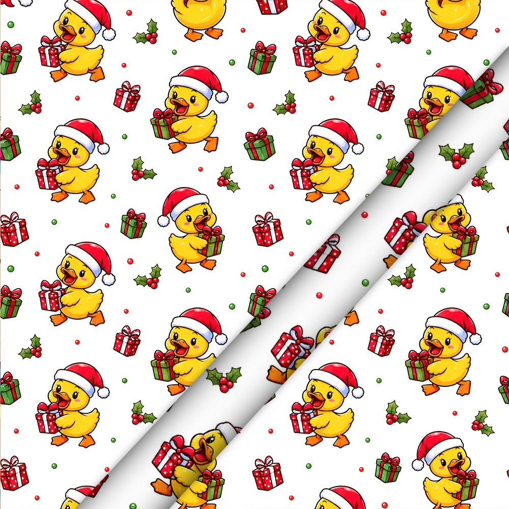 TEMU 1 Rouleau de avec Imprimé Canard de Noël, Idéal pour Noël, Anniversaire, Mariage et Diverses Occasions pour Offrir à des Amis