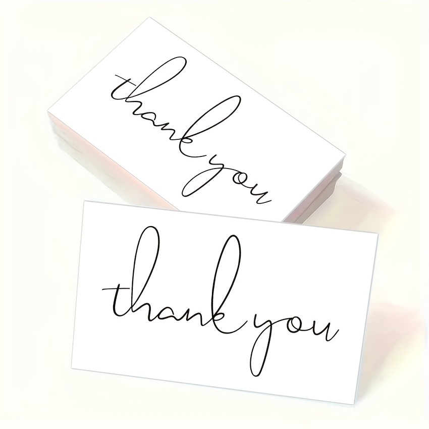 

50pcs Elegant Thank You Cards With Envelopes - Simple Design For Gifts, Weddings, Birthdays, - 3.54x2.1 Inches, White Background, , Greeting Cards