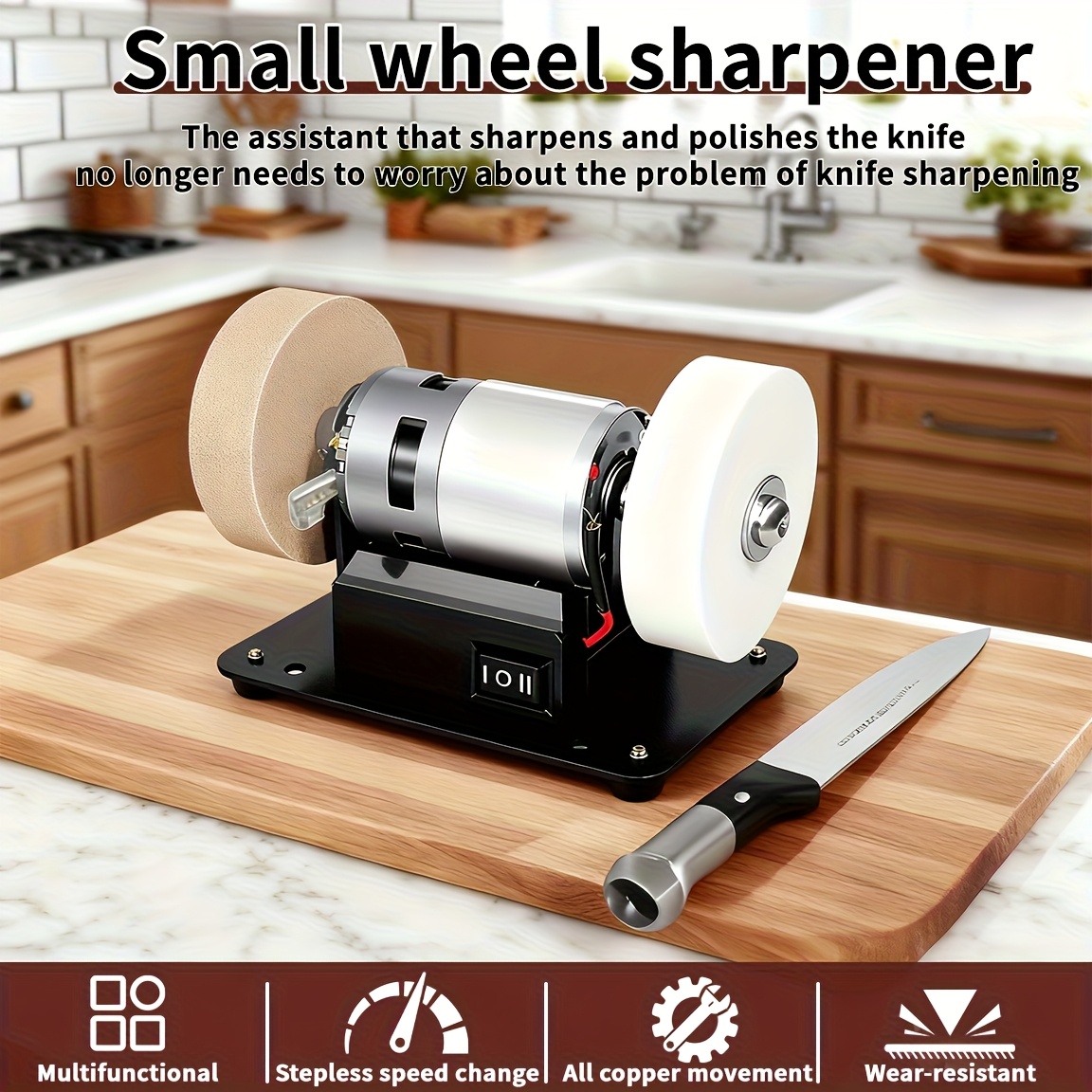 Mini Electric Drum Sander with Variable Speed-Compact Knife Sharpener And Polisher for Knife Making, Woodworking And Metalworking, And DIY Crafts