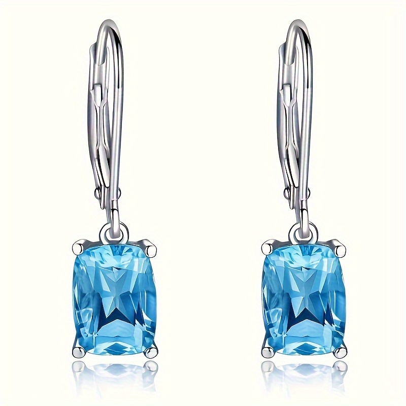 E-shop Exquisite elegante synthetische Aquamarin Anhänger Hoop Ohrringe Damen Verlobungsfeier Schmuck Alltagsmode Ohrringe
