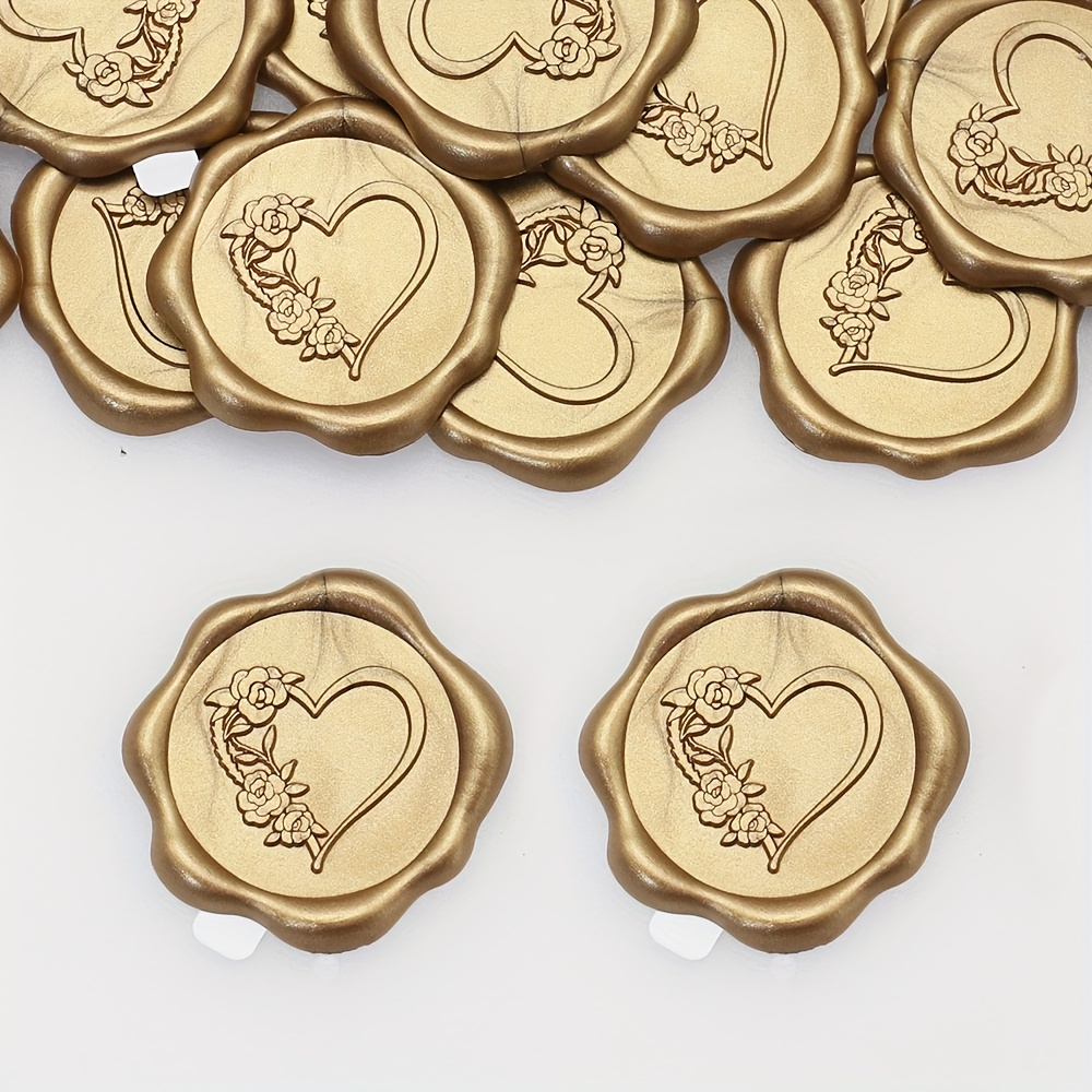 Image of Wax Seal Stickers - Heart-shaped Pattern Wedding Invitation Envelope Seal Stickers, 20 Self-adhesive Stickers, Perfect For Invitations, Christmas, Gift Wrapping, Parties