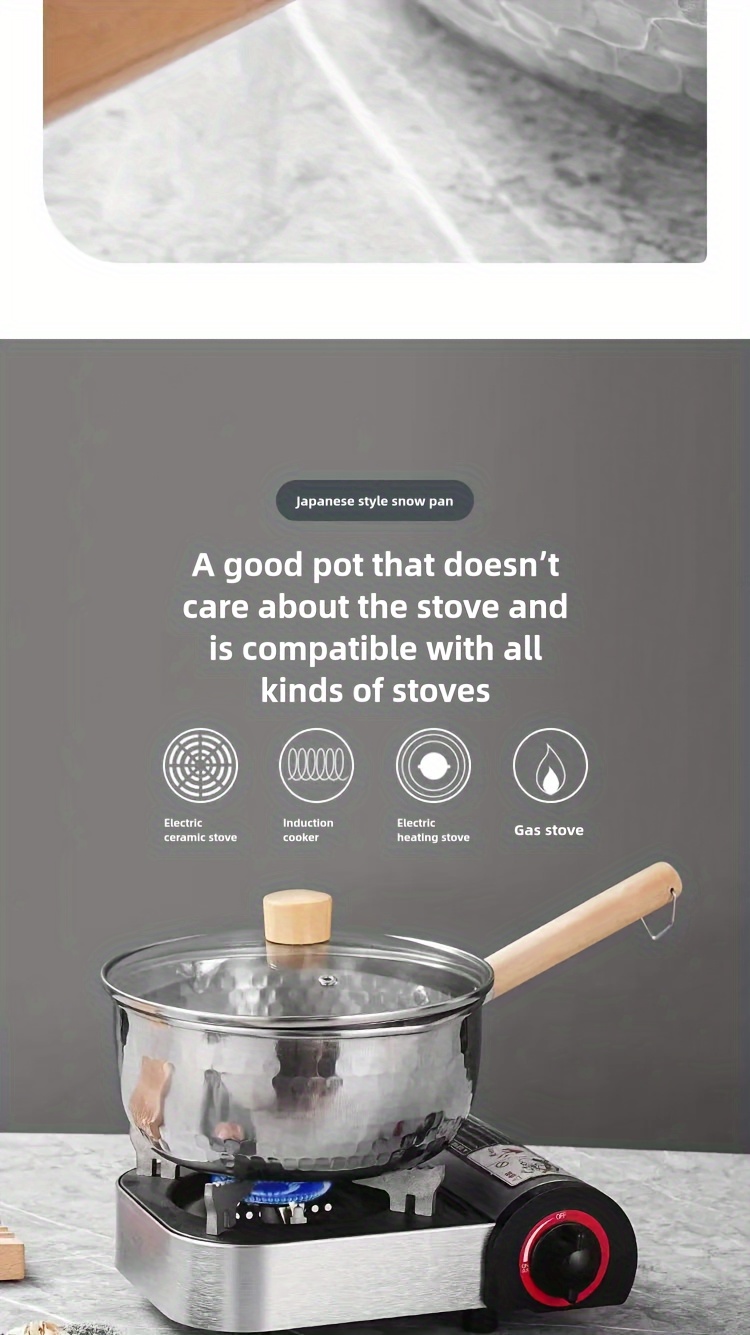 stainless steel saucepan 2l 2 1qt multipurpose small soup pot with noodle cooking milk pan for single serve induction compatible with wooden lid for home and kitchen use details 5