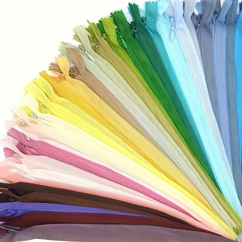 10pcs Random Color #3 Nylon Invisible Zippers, 30cm/11.81in, Closure For Dresses, Pants, And Clothing Sides