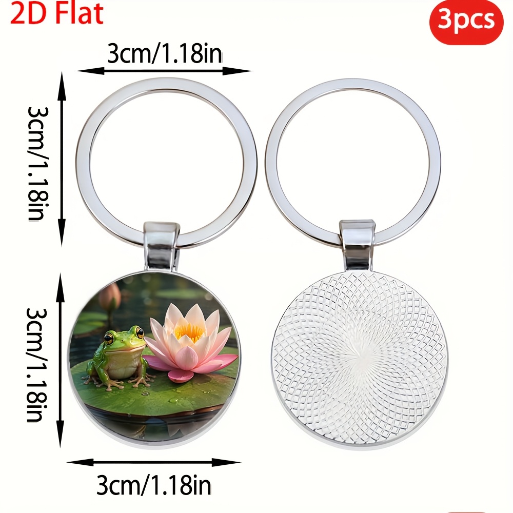 Frog Lotus Water Lily Pattern Keychain Set