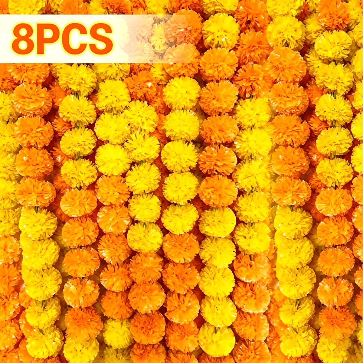 TEMU 1/4/8pcs Artificial Chrysanthemum Flower Garland Set, / 150 Centimeters, 30 Strands Of Fake Chrysanthemum Flowers, Suitable For Diwali, ,