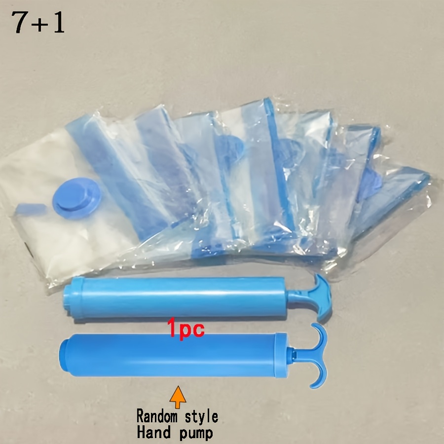 Image of Space- Bags, 7pcs Assorted Sizes Vacuum Storage Bag And Hand Pump Set, Compression Seal Bags For Clothes, Comforters, Bedding And Blankets, With Hand Pump