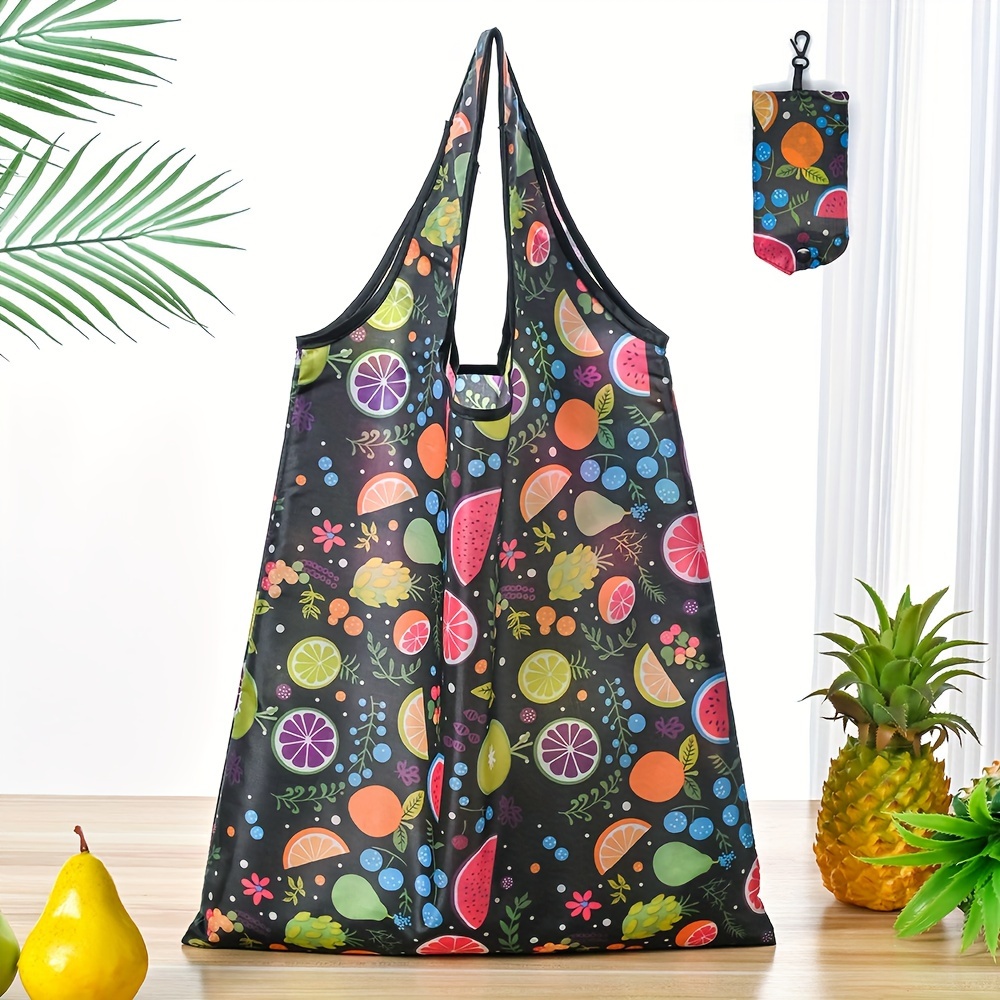 large capacity foldable tote bag   polyester reusable shopping storage bag with creative allover pattern details 12