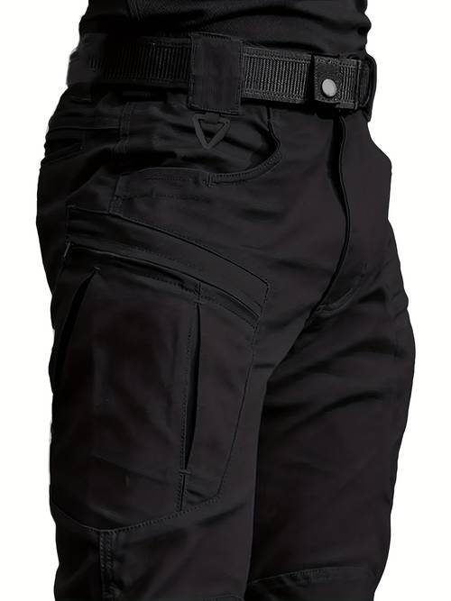 mens multi functional work pants durable non stretch khaki fabric straight leg style ideal for hunting outdoor hiking construction work and casual wear spring summer and fall solid