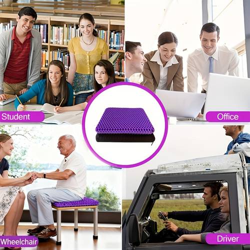 extra large thick gel seat cushion for long sitting soft breathable hip pain ideal for wheelchairs office chairs driving purple blue cloth cover chair cushion