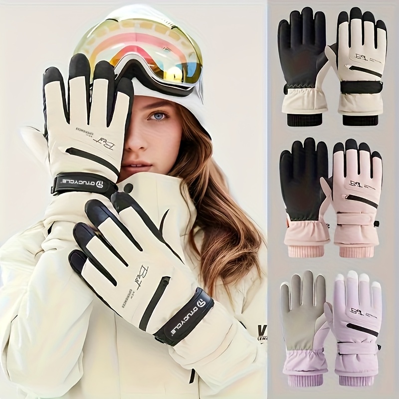 DTUCYCLE Winter Touchscreen Skiing & Cycling Gloves - Thick Thermal Sports Gloves with Magic Tape Closure, Unisex for Men/Women, Compatible for Smartphone for Skiing, Mountain, Outdoor Activities (Cold Weather) - Machine