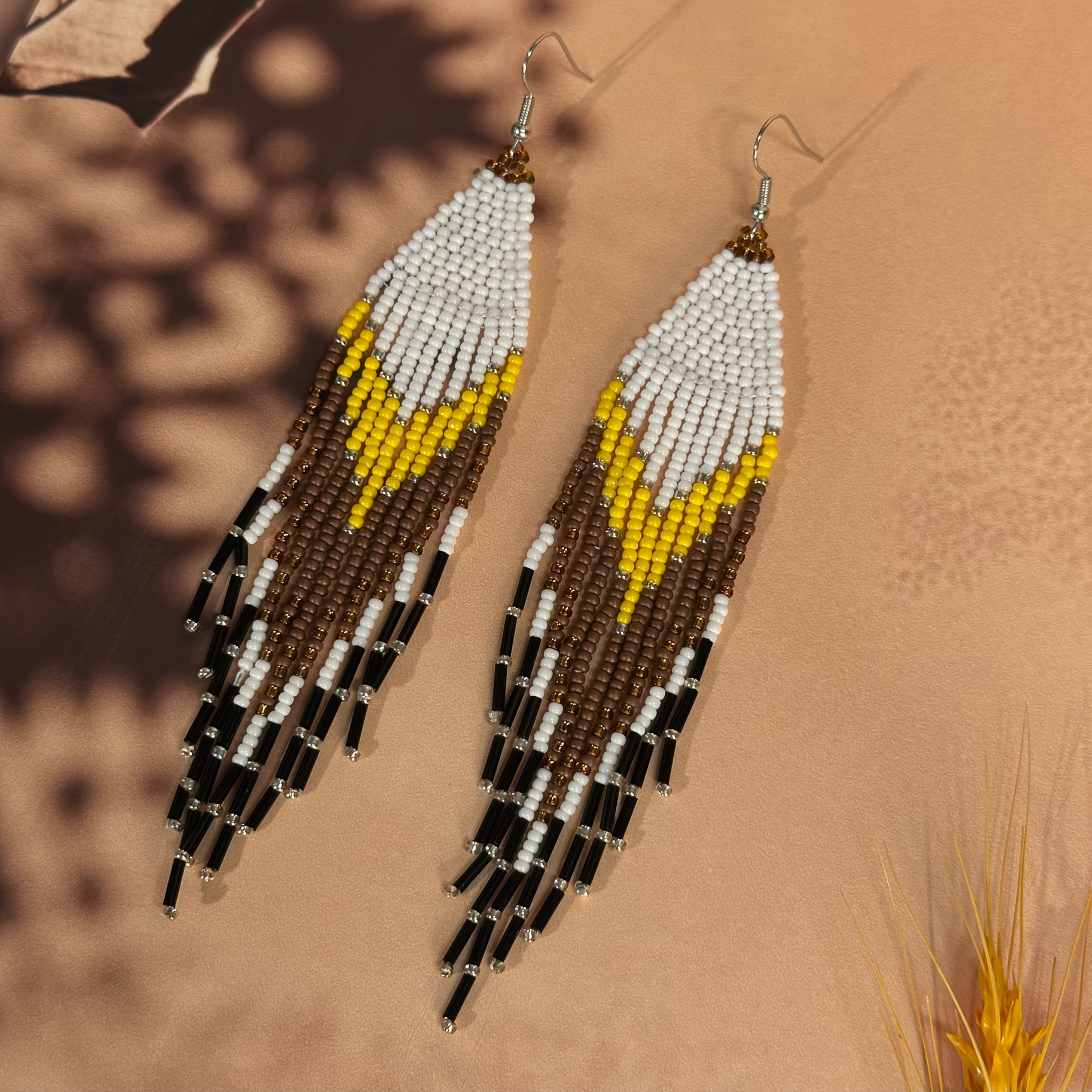 Women's Handmade Beaded Tassel Earrings in American Style