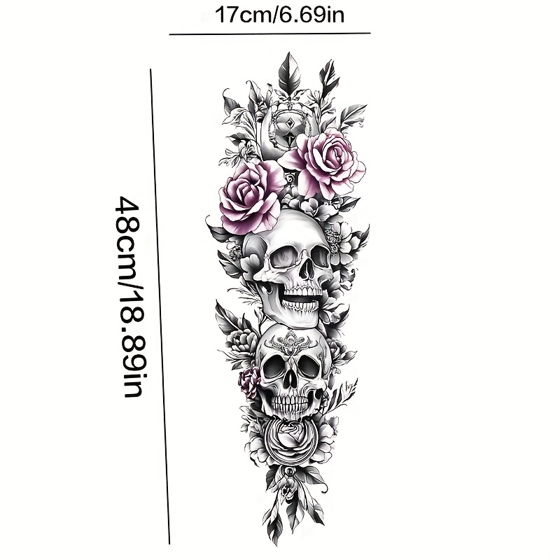 Image of 1pc Temporary Waterproof Tattoo Sticker, Floral Element, Spring Summer Autumn Dating Festival Party Beach Swimming Applicable, Reusable For About