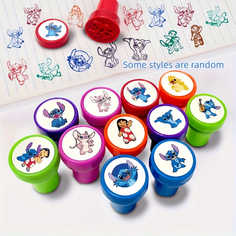 

12 Stitch Themed Plastic Stickers, Mixed Colors, Diy Craft Kit For Scrapbooking, Birthday And Holiday Party Favors, Crafts