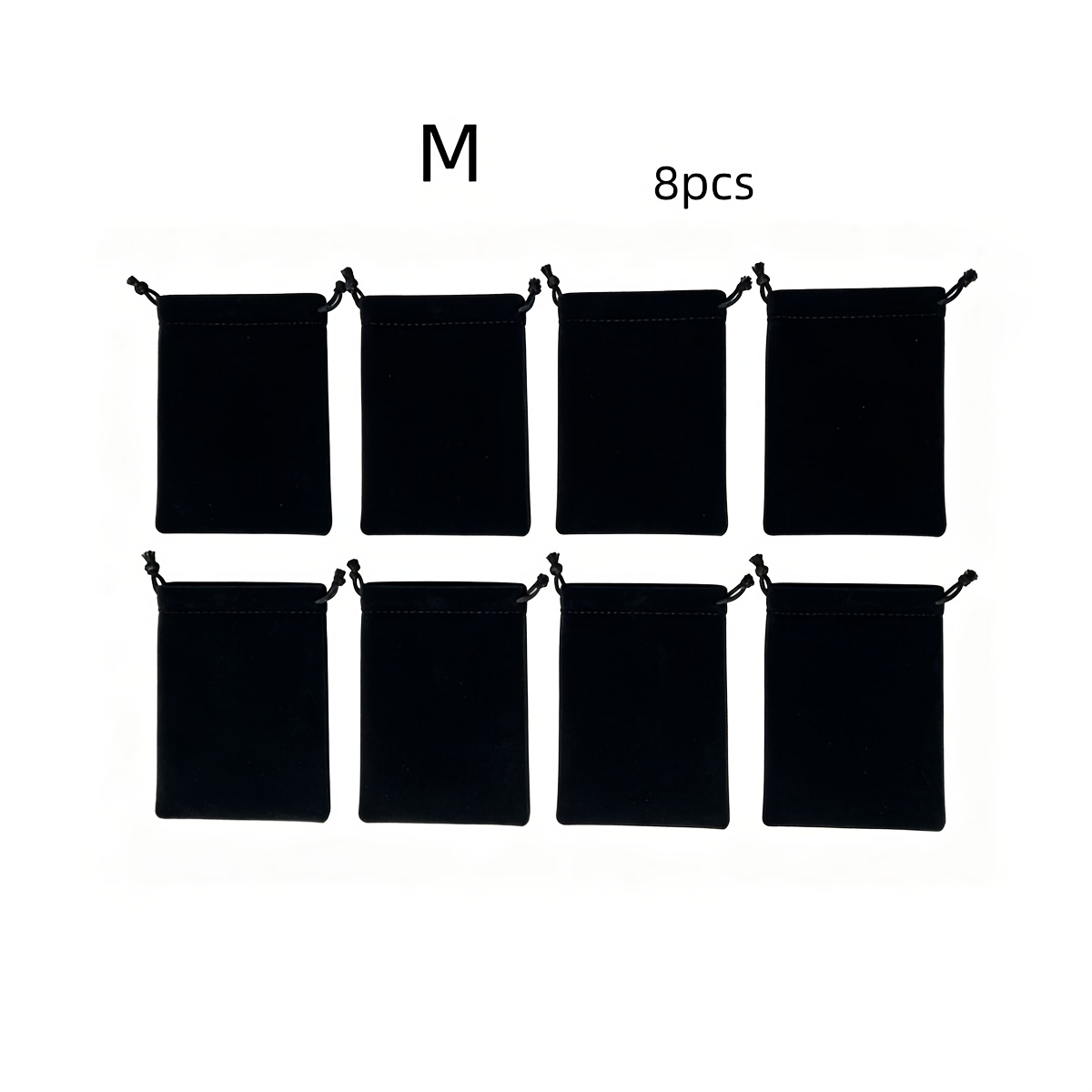 TEMU Lot de 8 Sacs de Rangement pour Bijoux en Velours Noir avec Fermeture à Cordon - Petites Pochettes en Velours pour , Bracelets et Accessoires,
