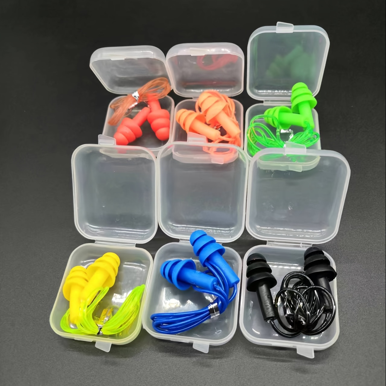 TEMU 6pcs Reusable Silicone Swimming Earplugs With Pvc Lanyard - Assorted Colors, Outdoor Leisure