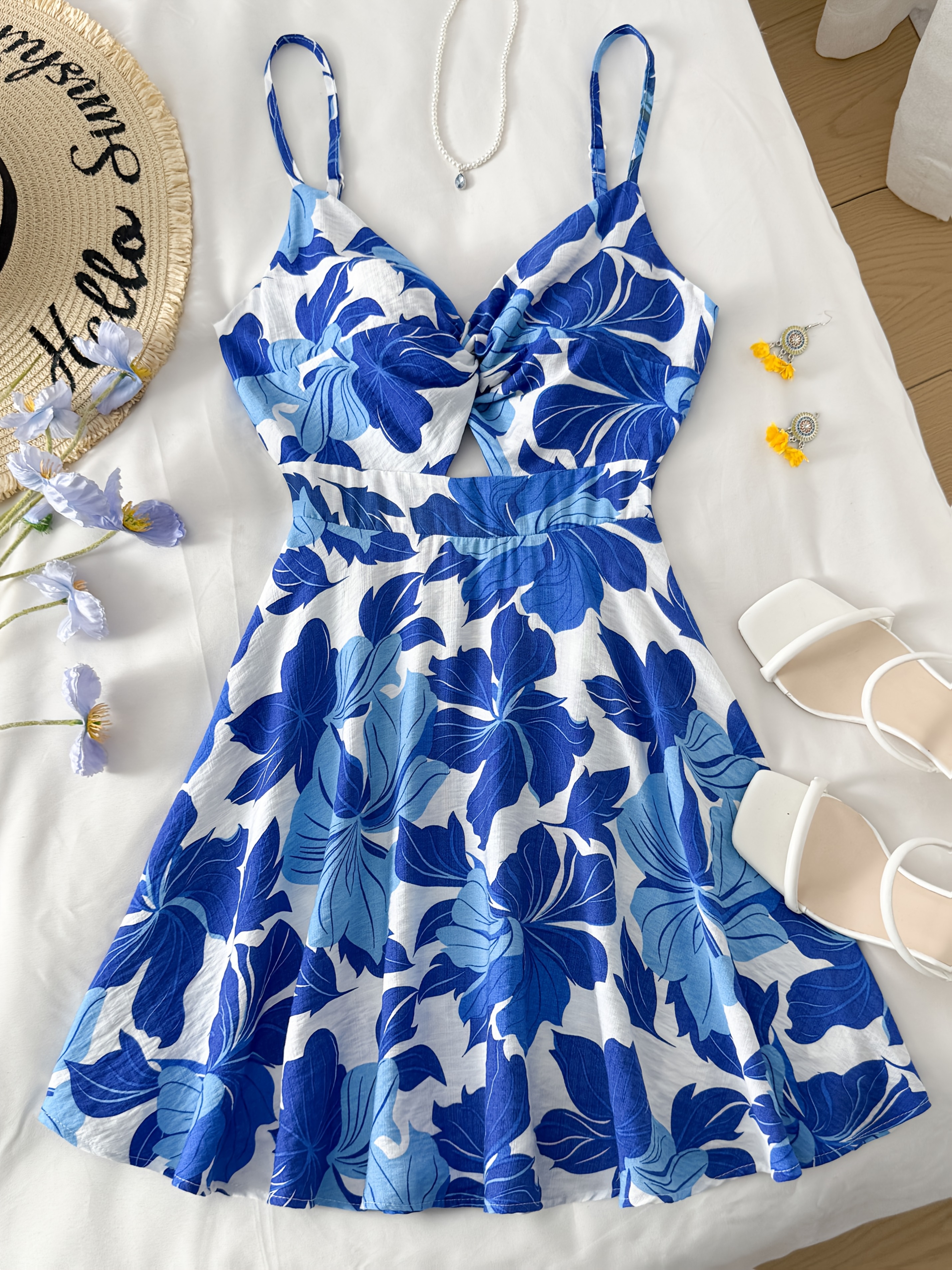 sachin and babi light blue dress Maje Floral Backless Mini Dress in Blue main image 1