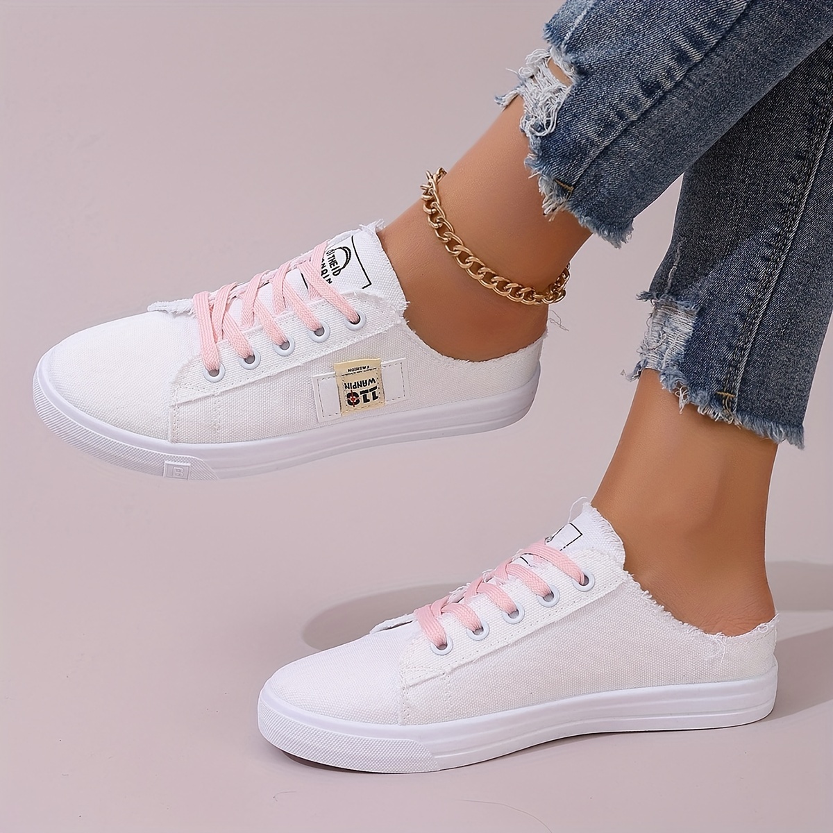 women backless mule sneakers casual lace low top Temu United Kingdom