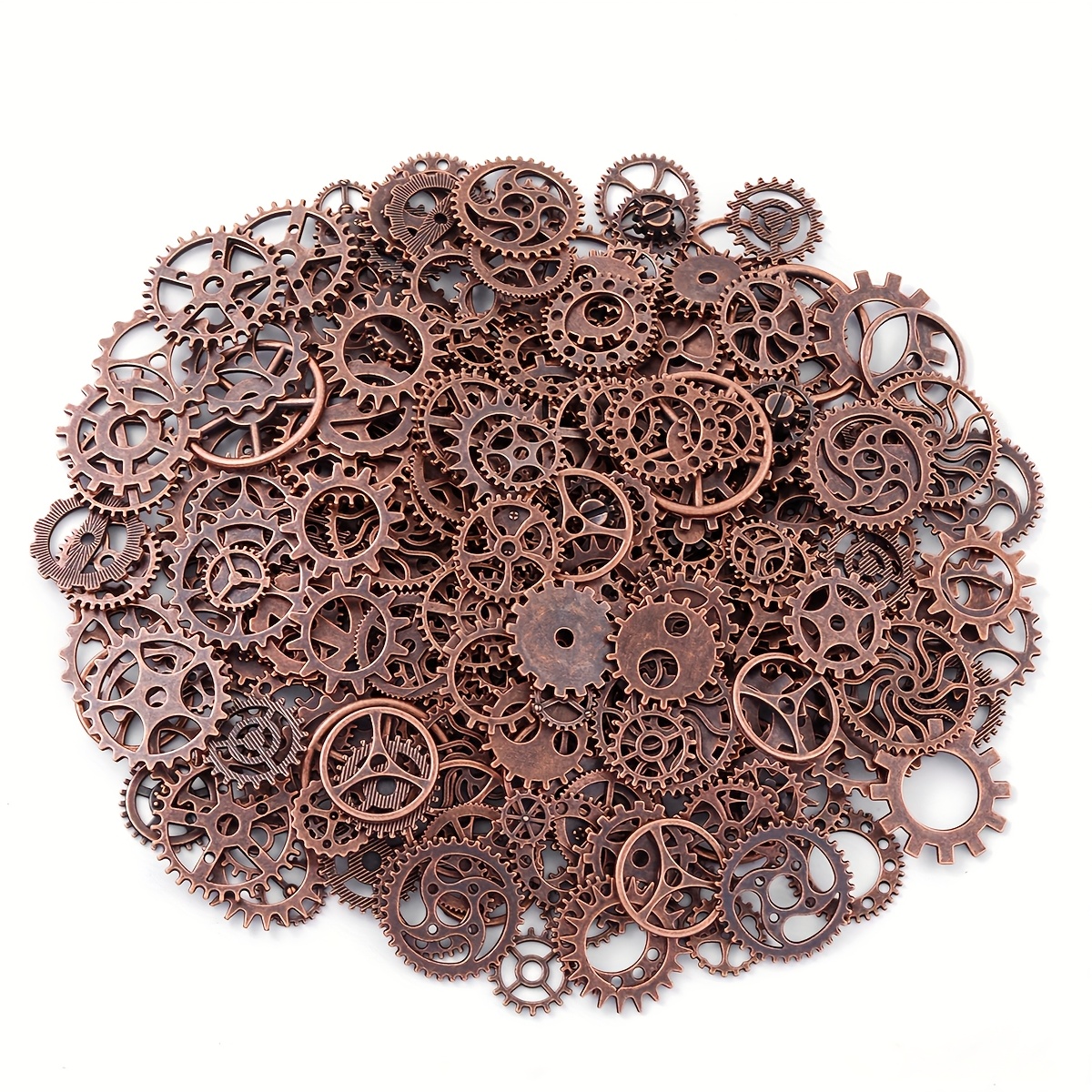TEMU 100pcs Random Style Mixed Color Assorted Antique Steampunk Gears Charms Pendant Clock Watch Wheel Gear For Crafting, Jewelry Making