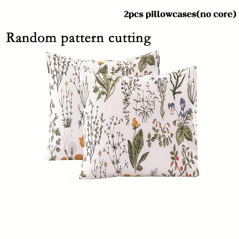 Image of 2pcs Set Of Fresh Plant Floral Print Pillowcases (pillow Inserts Not Included), Bed Pillowcase , Comfortable And Soft, For Bedroom, Hotel, Sofa Pillowcase, Machine Washable, Use
