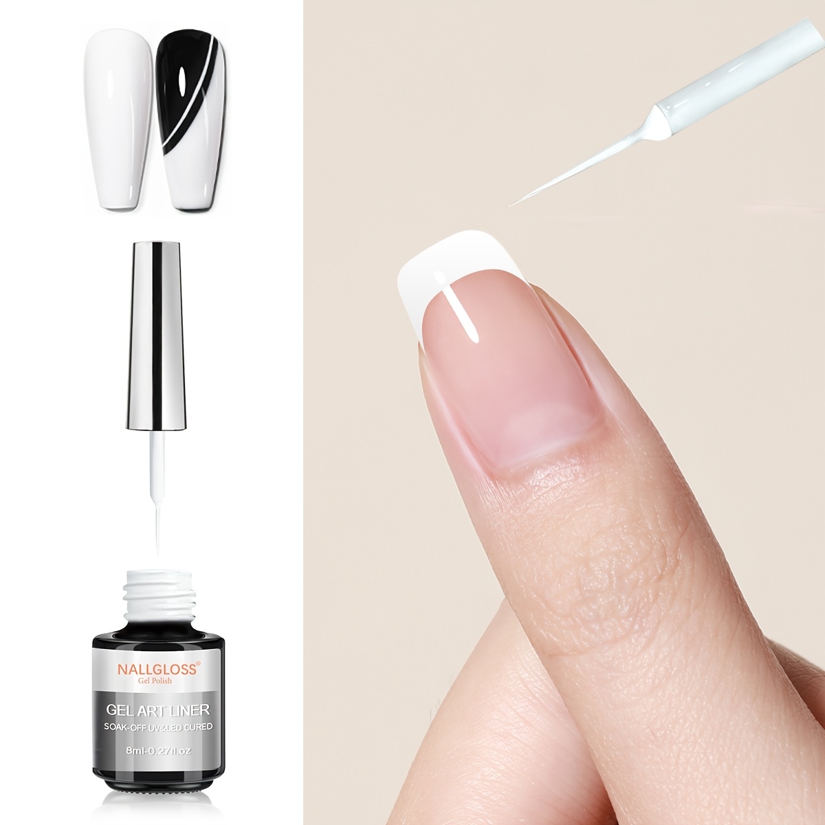 Image of Gel Polish Swirl Nail Art Gel Nail Polish White Nail Polish 1pc Classic Gel Art Paint For Thin Nail Art Brush In Pens Soak Off Lamp Manicure Salon