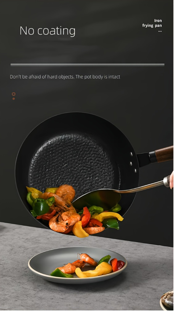 1pc   cast iron wok 11   non stick deep frying pan   induction compatible for gas electric halogen cookers versatile kitchen cookware details 3