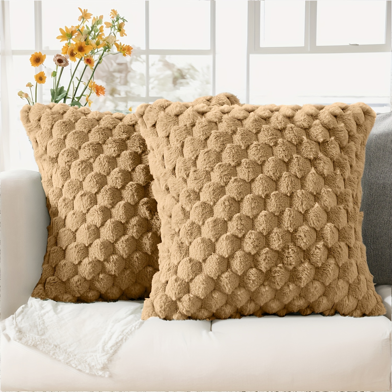 

2pcs Decorative - , , Pattern, Zip , Polyester, Knitted, 12in*20in & 18in*18in, , For Sofa//bedroom Decor, Inserts