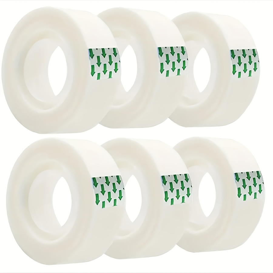 

6 Rolls Of Stationery Tape, White Transparent Tape, Cellophane Tape, Diy Packaging Tools, Clear Refill Tape For Office School Home