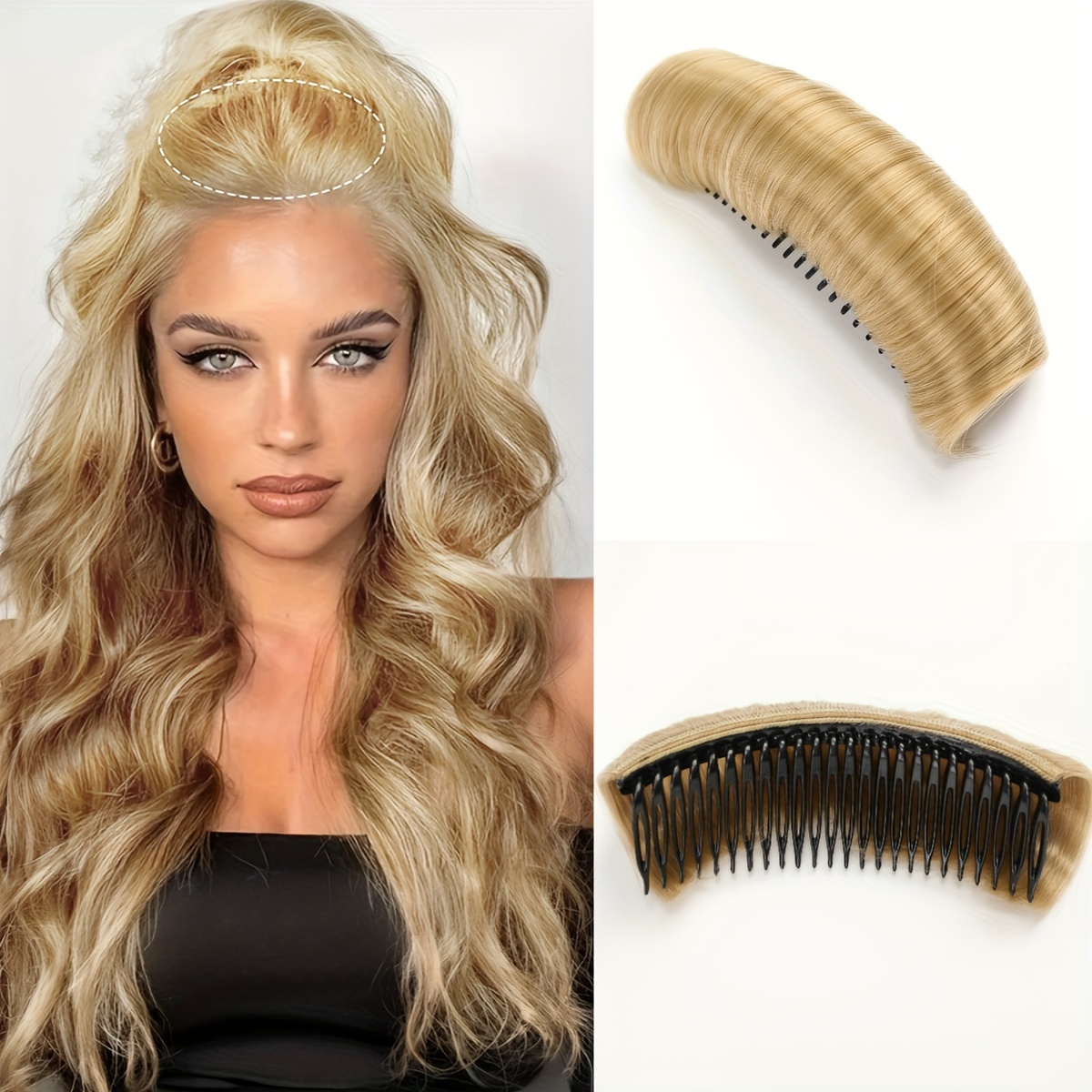 

Elegant Invisible Hair Clip - Fluffy Straight Synthetic Hair Piece For Women, Styling Tool