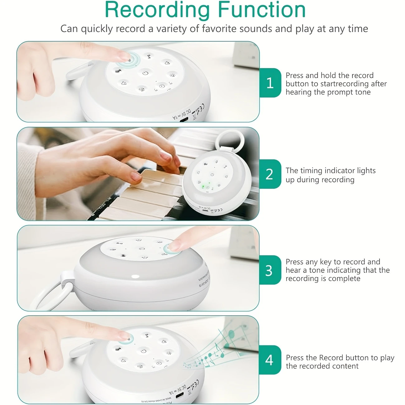 sa18 white noise recording sound machine with 24 soothing options night light control portable hook for travel relaxation and usb rechargeable wireless enabled tpu material sound machine for sleep details 6