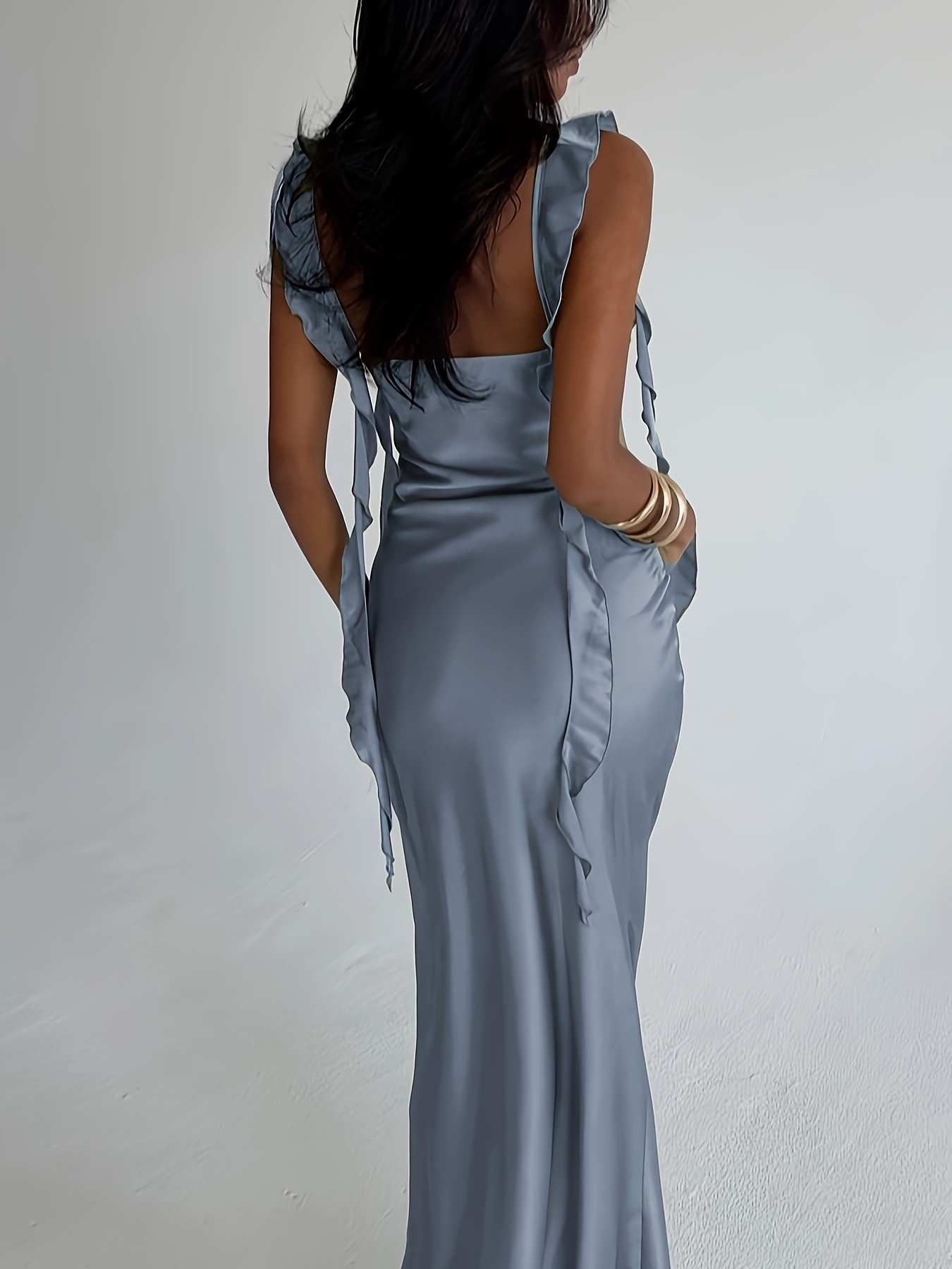 silk dress long Silk Maxi Dress with Double Slit main image 1