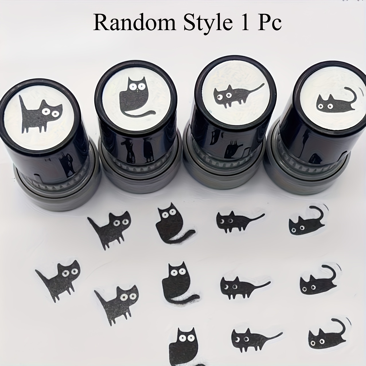 1pc/set Random Pattern Cat Stamp, Cartoon Cat Pattern Stamp With Random Design, Office Stamp
