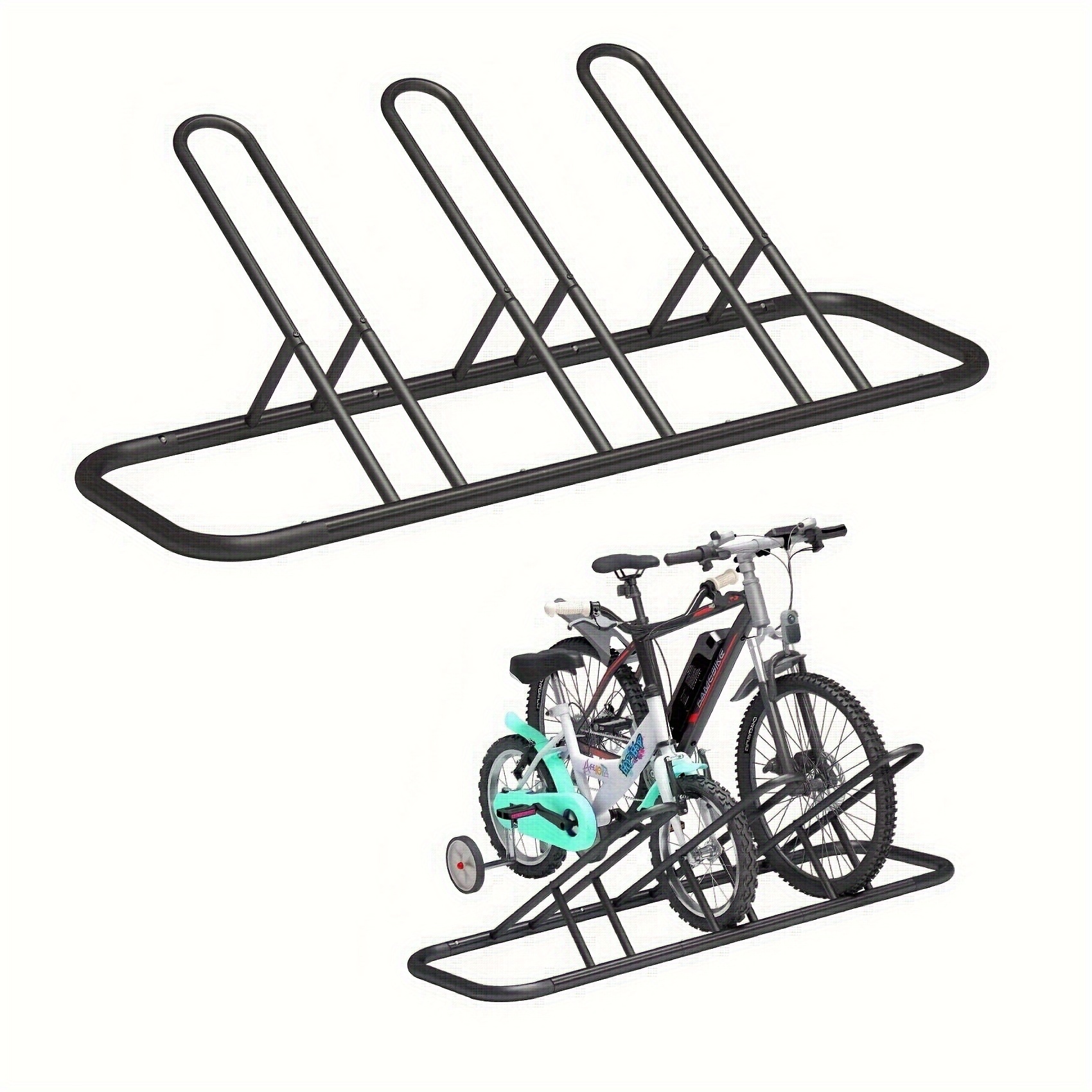 

Mr 3 Bike Floor Parking Racks, Adult&kids Bicycles Outdoor And Indoor Garage Storage Racks Black