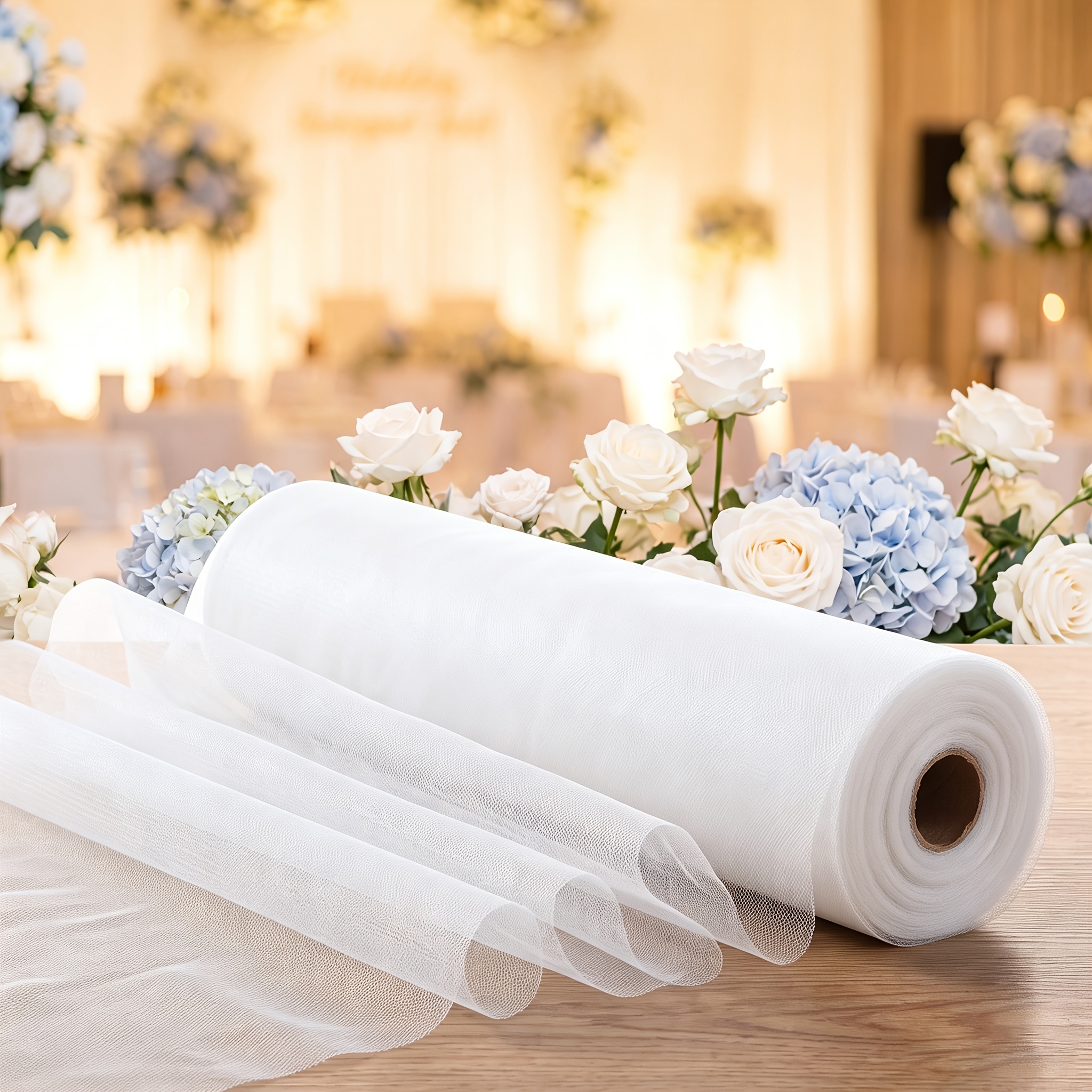 TEMU 1 Roll, 98.43 Yards (90 Meters) Extra-long White Mesh Tulle For Wedding And Party Use. Available In Multiple Sizes, Supports Free Cutting For .