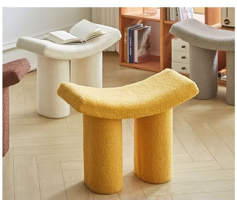   plastic living room creative low stool household entryway minimalist small stool shoe bench   shoe changing stool lamb wool   shoe changing stool Product details 0