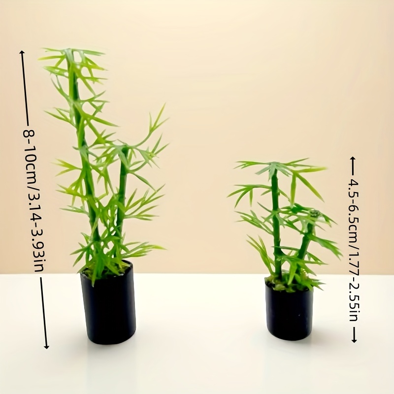1/2pcs Miniature Bamboo Artificial Green Plant Potted For Dollhouse Diy Simulation Micro Landscape Decorations