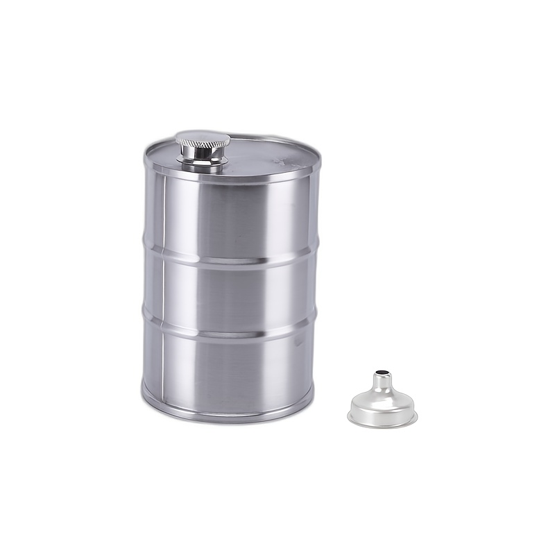 TEMU 2pcs 1pc Liquor Bottle And 1pc Funnel Creative Cylindrical Shaped Liquor Bottle 750ml Large Capacity 304 Stainless Steel Cylindrical Liquor