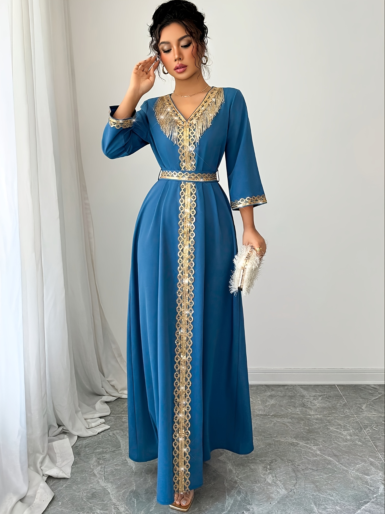 blue tassel dress MR. LARKIN, Tassel Slip Dress, Ice Blue – Mr. Larkin main image 0