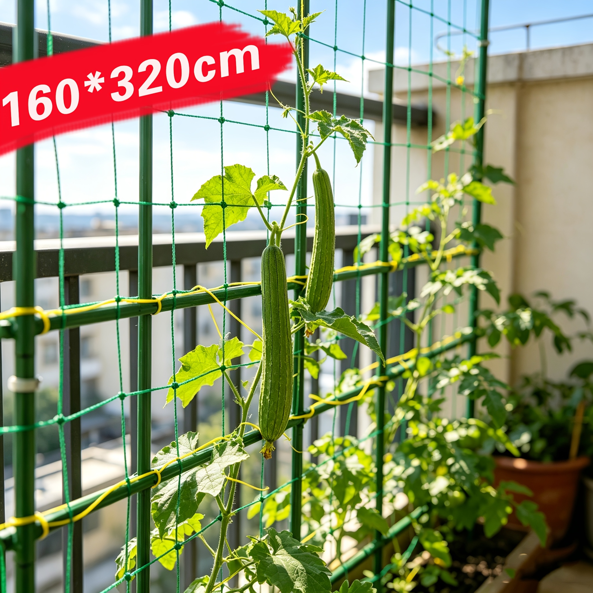 TEMU 2pcs Plant Climbing Net 320cm X 160cm / 125.98inch X 62.99inch - Heavy-duty Garden Trellis Net, Suitable For , Vines, Fruits, And Vegetables,